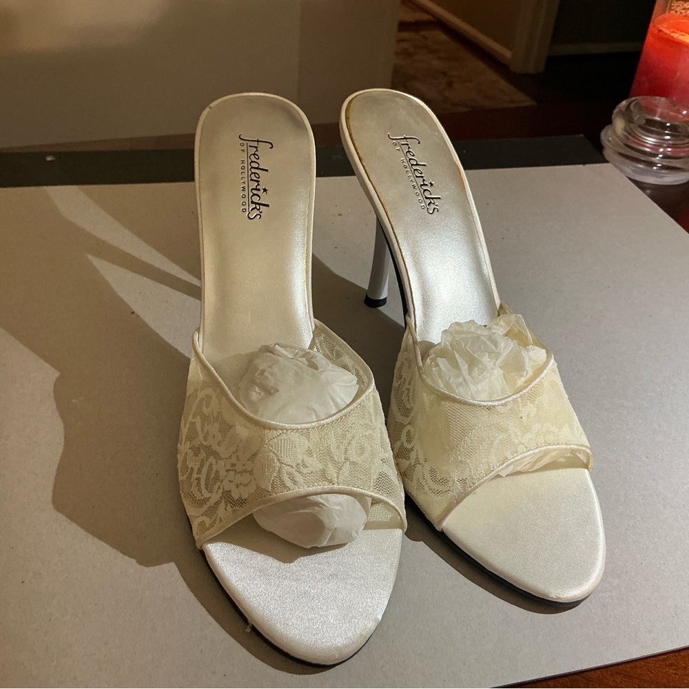 Fredericks lace high heel slippers
